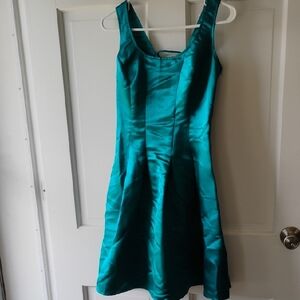 Jessica McClintock Teal Satin Mini Dress